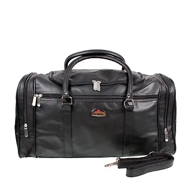 £24.50 • Buy Travel Bag Holdall Black Leatherette Weekend Holiday Overnight Gym Duffel 
