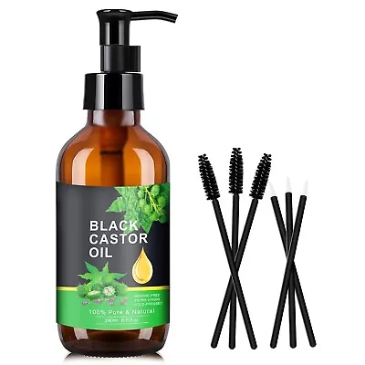 8oz Jamaican Black Castor Oil Organic  Castor Oil Cold Pressed In Glass Bottle • $11.95