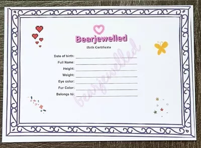 £2 • Buy Build A Bear Type, Blank Birth Certificate. 