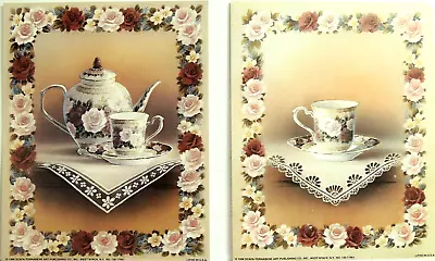 Demitasse Tea Pot And Tea Cup Picture Pink Red Roses Tc Chiu Two  Art Print 8x10 • $18