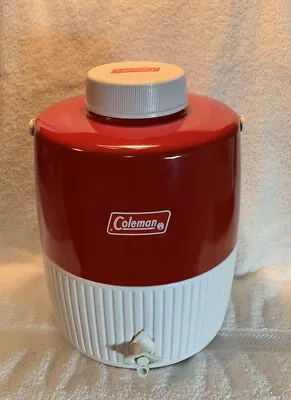 $20 • Buy Vintage Coleman Steel Belted 2 Gallon Water Jug, Cherry Red With Box, Excellent