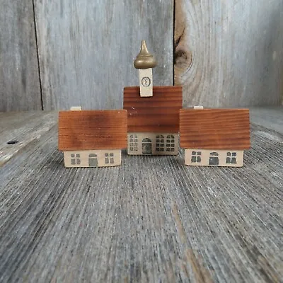 Vintage Wood House Church Building Christmas Village Miniature Natural Colored G • $90