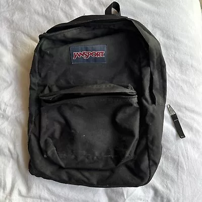 Backpack Jansport School Bag - Classic Black - Damaged Zipper But Still Works • $20
