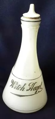 Antique Barber Shop Witch Hazel  White Milk Glass  Bottle With Porcelain Top • $95