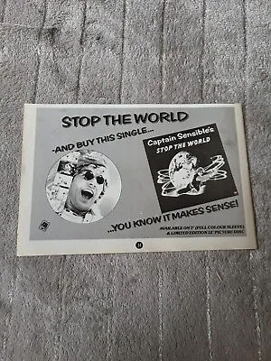 Tpgm23 Advert 5x8 Captain Sensible : 'stop The World' Single • £5.99