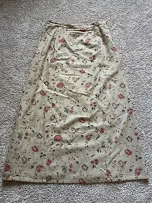 Vintage Laura Ashley Sz 10 Beige French Cottage Floral Linen Embroidered Skirt • $27.50