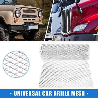 Grill Mesh 100x33cm 16x8mm Rhombic Hole Grille Mesh Sheet For Car Silver Tone • $22.54