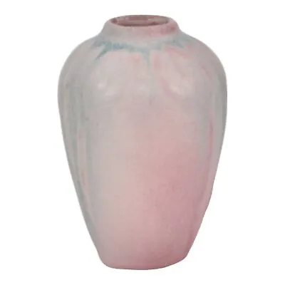 Van Briggle 1907-12 Vintage Pottery Matte Blue Rose Pink Crocus Ceramic Vase 823 • $798.25