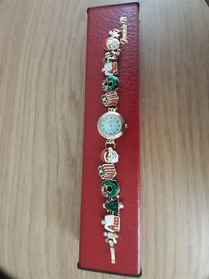 Jennie B Christmas Watch Gold Tone Watch With Santa Wreath Tree...New Battery. • £22.99