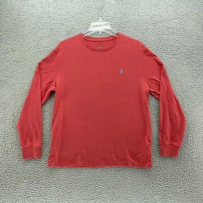 Polo Ralph Lauren Mens Shirt Crew Neck Red Long Sleeve Sz L • $15.49