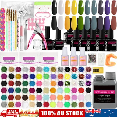 Nail Art Kit Acrylic Powder Liquid UV Gel Nail Polish Soak Off Manicure Gift Set • $35.99