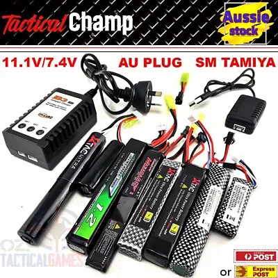 11.1V/7.4V Lipo Battery Upgrade B3 Charger Tamiya Gen8 9 10-M-4-CYMA Gel Blaster • $15.95