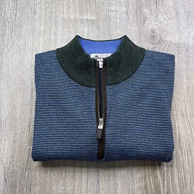 PETER MILLAR 1/4 ZIP EXTRAFINE MERINO WOOL SWEATER SUEDE TRIM Mens Size M Medium • $29.95