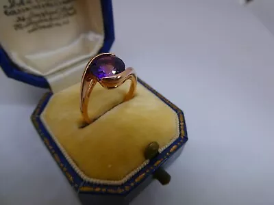 A Truly Gorgeous Ladies 9ct Rose Gold Amethyst Solitaire Ring Size K 2.9g • £159.95