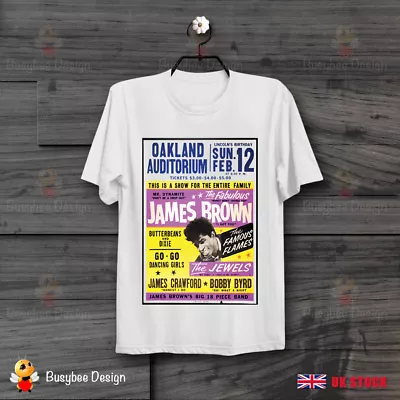 James Brown Oakland Auditorium Poster Soul Funk Cool Vintage T Shirt B249 • £7.99