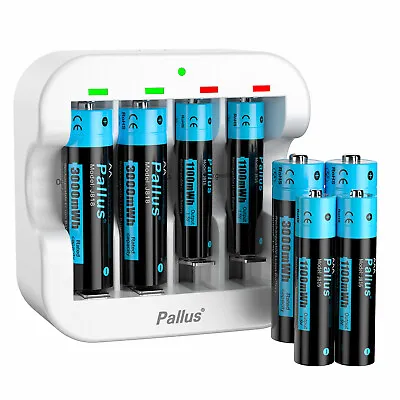 Pallus AA AAA Batteries 1.5V Rechargeable Lithium Batteries AA AAA 1500 Cycles • £25.24