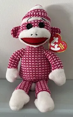 2013 TY Socks The Monkey Pink Beanie Baby Birthday 4/16/13 Valentines Gift NWT • $12