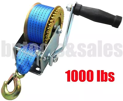 1000lbs Polyester Strap Hand Winch Hand Crank Gear Winch ATV Boat Trailer H-D • $31.99