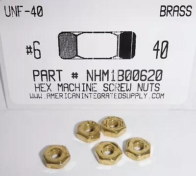 #6-40 Hex Machine Screw Nuts Solid Brass (15) • $11.25