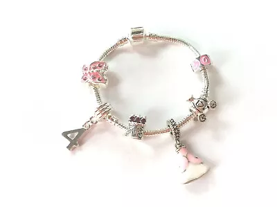 LIBERTY CHARMS Children's 'Pink Princess 4th Birthday' Charm Bracelet • £11.99