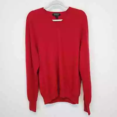 Forte Mens XL Red Cashmere Sweater V-Neck Long Sleeve Pullover Luxe Classic • $37.82