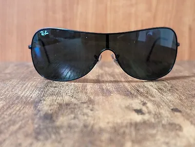 Vintage Ray Ban Rb 3211 006/71 Small Black Shield Sunglasses Made In Italy  • $101.16