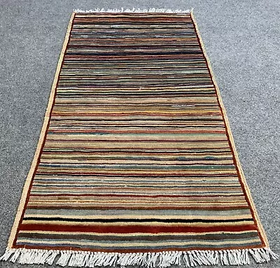 Authentic Hand Knotted Afghan Gabbah Gabbeh Wool Area Rug 3.3 X 1.8 Ft • $30