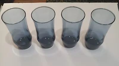 Libbey Apollo Dusk  Blue Flat Tumbler Drinking Glasses 16oz. Vintage Set Of 4 • $15.99