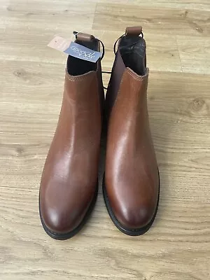 Ladies Tan Leather Ankle Boots Size 6 ‘good For The Sole’ Wide From Debenhams • £15