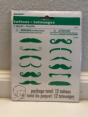  Moustache    Party Tattoo 1 Sheet Party Favors 12 Count • $0.99