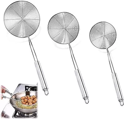 £8.49 • Buy Ladle Spider Skimmer Fry Spoon Strainer Kitchen Mesh Sieve 34 Cm