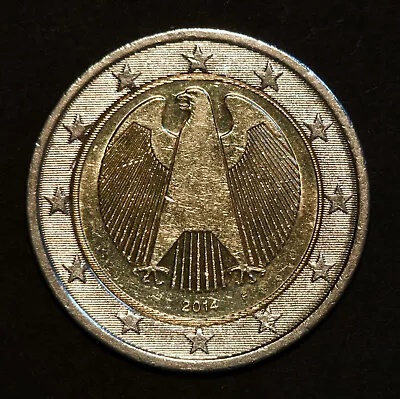 2 Euro 2014 F Germany  Bimetallic Coin With Rare Error Collectors Item • $1439