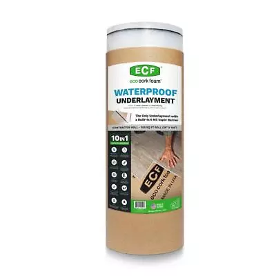 Eco Cork Foam Waterproof Underlayment Tan Antimicrobial Attached Vapor Barrier • $242.34