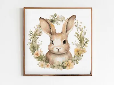Easter Bunny Counted Cross Stitch Pattern PDF Rabbit Floral Style Spring • £4.98