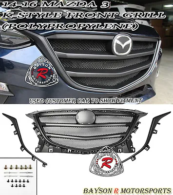 Fits 14-16 Mazda 3 4/5dr K-Style Front Mesh Grille (PP) • $139.99