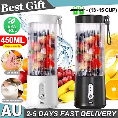 450ml Portable Blender Juicer Cup USB Rechargeable Smoothies Mixer Fruit Machine • $29.99