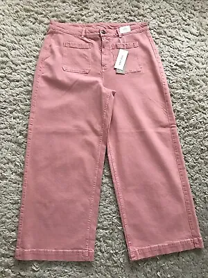 M&S Per Una Wide Leg Cropped Pink Jeans - 18 Long - BNWT • £19.99