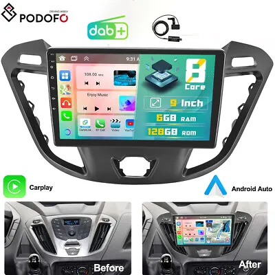 6+128GB Sat Nav DAB+ For Ford Transit Custom 2013-2018 Android 13 GPS Car Stereo • £239.99