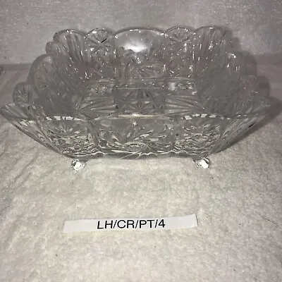 POLAND 24% Lead Crystal Footed SquareBowl. Poland. Beautiful!  Mint Condition!! • $28.50