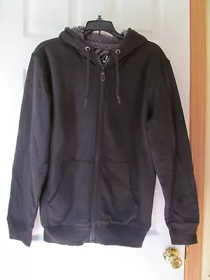 £18.59 • Buy NWT Boy's AMPLIFY BLACK & GREY  FUR LINED HOODIE COAT Size LARGE Zip Up