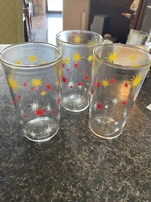 3 Anchor Hocking Atomic Mid Century Modern Tumblers Drinking Glasses • $19.99