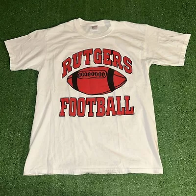 VTG 90s Rutgers Scarlett Knights Football Double Sided Shirt - Mens Large L • $20.90