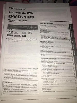 Nakamichi Dvd-10s Manuel  • $18