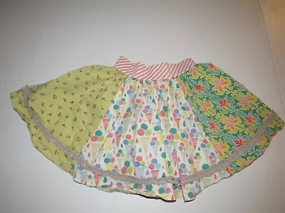 Matilda Jane Girl's Multicolor Green Polka Dot Stripe Elastic Waist Skirt Size 8 • $2.99