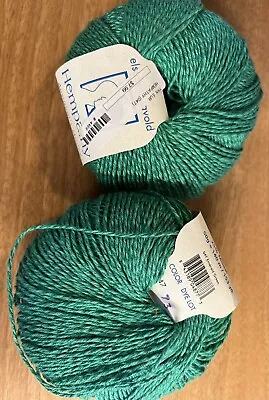 Lot Of 2 Elsebeth Lavold Hempathy DK Yarn Color 047 Emerald Green Hemp Cotton • $14