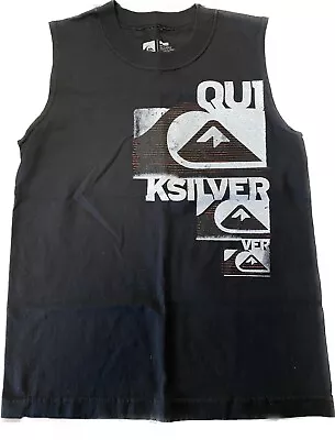 QUIKSILVER Men’s Muscle Logo Print Tank Top SLIM FIT Size SMALL Black NWT READ! • $13.99