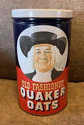 Vintage Old Fashioned 1982 The Quaker Oats Co Cookie Jar Tin Canister Recipe • $18.99