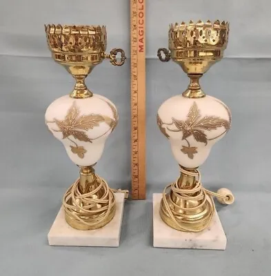 Set Two Vintage Table Top Lamps Solid Marble Base • $27
