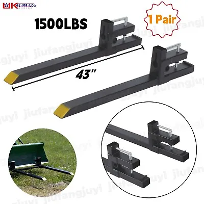 43'' Clamp On Pallet Forks Tractor Bucket Forks Lifting/Extension Steer 1500LBS • £95.78