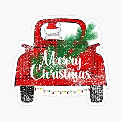 Red Merry Christmas Vintage Red Santa Truck Sticker Shirt Mug Gifts • $5.95